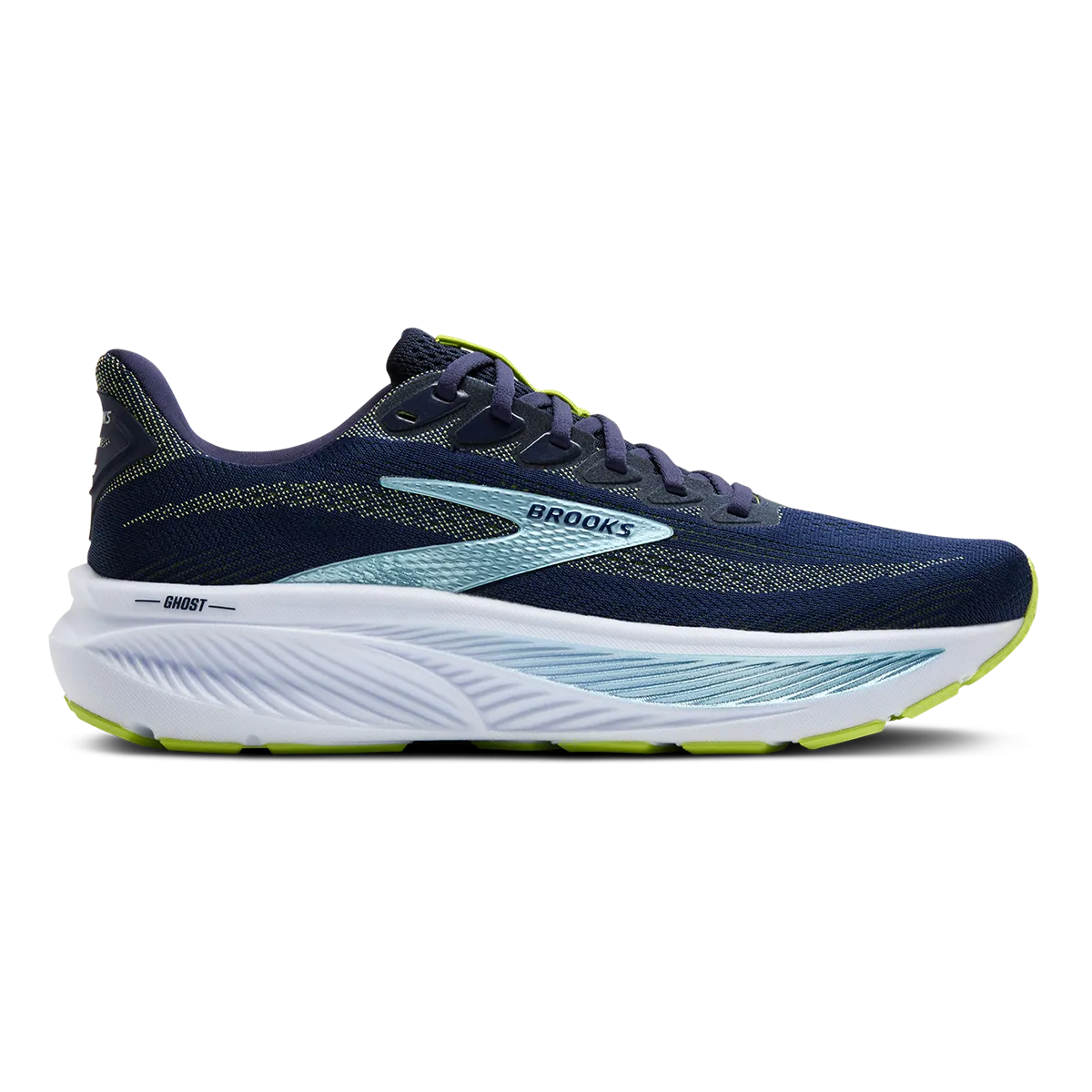 Brooks Ghost 17 Peacoat - Lime - Blue Uneven terrain