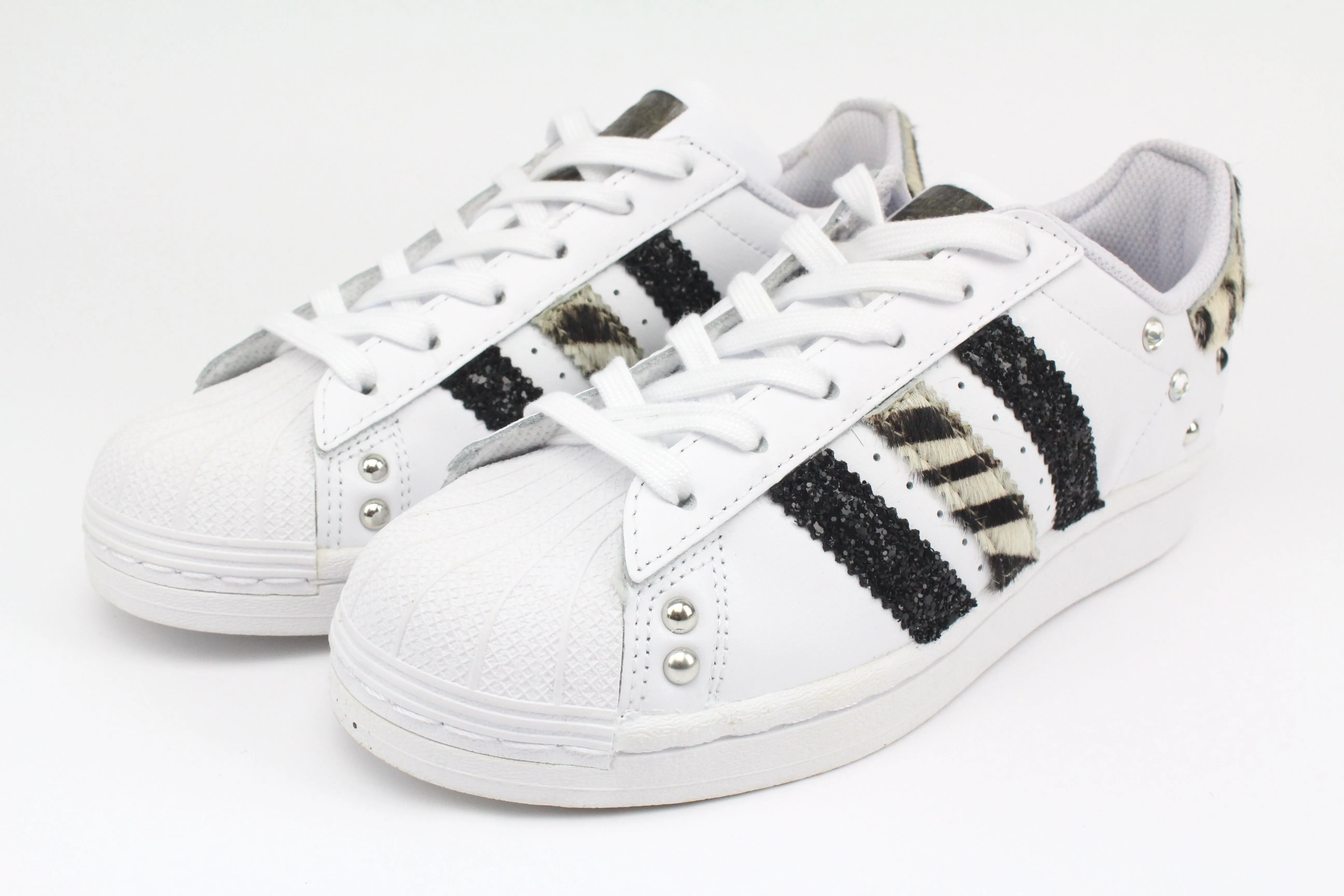 Active Life Urban Runner Adidas Superstar Zebrate Glitter  Borchie & Perle