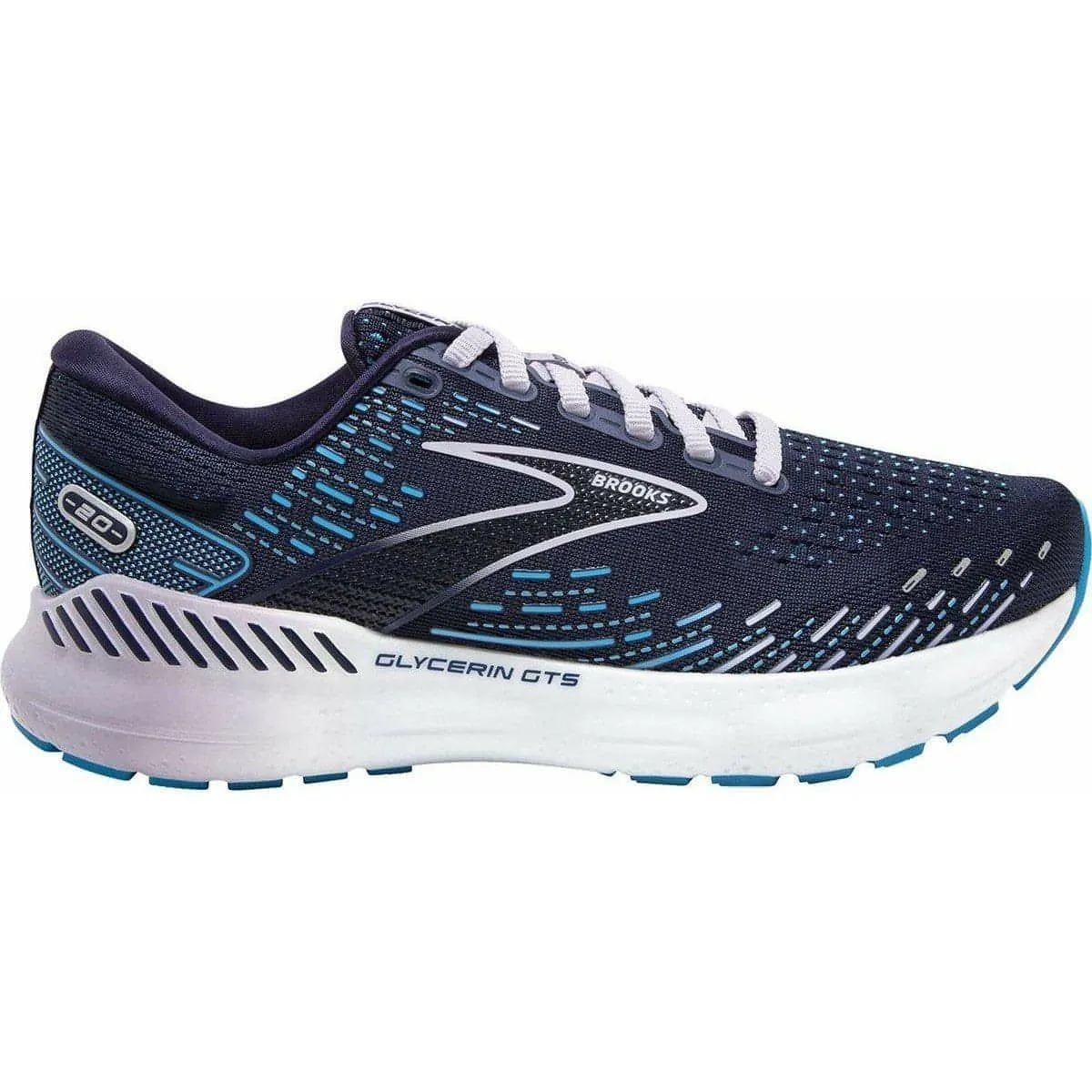 Brooks Glycerin GTS 20 Womens Running Shoes - Blue Kinetic Edge Design antimicrobial shoes
