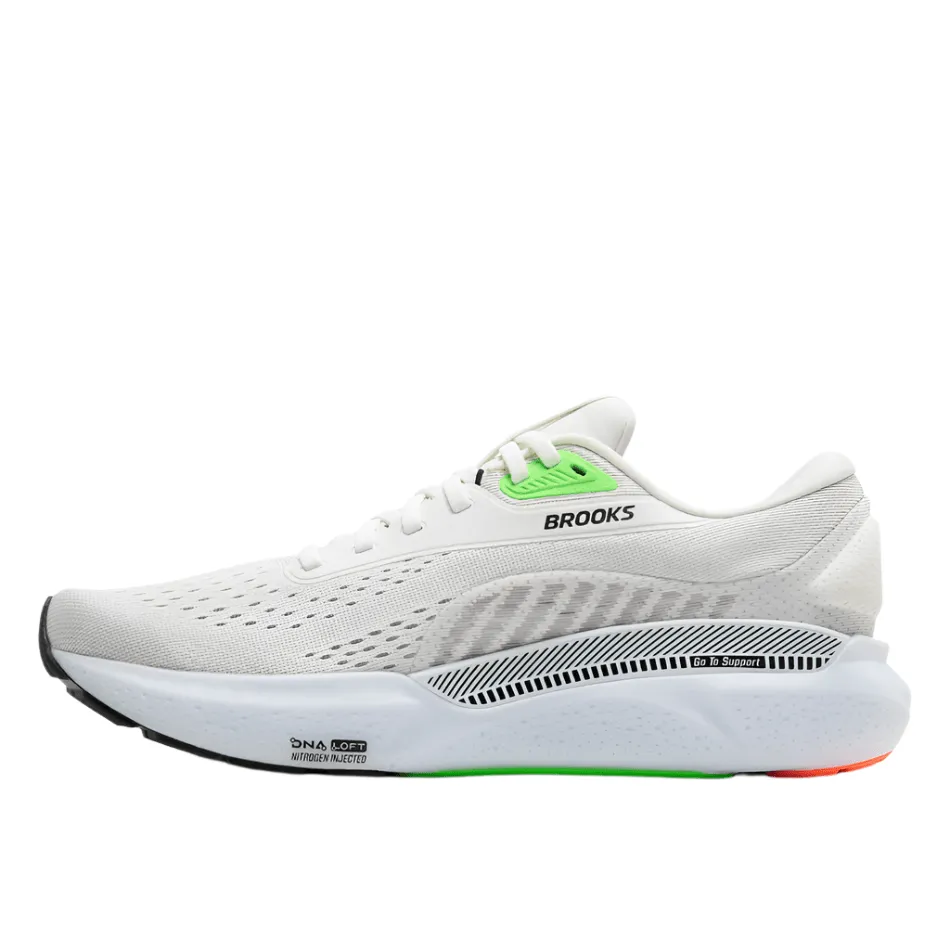 Comfort arch support Brooks Men's Adrenaline GTS 24 Running Shoes in White/Gecko/Atomizer AW25