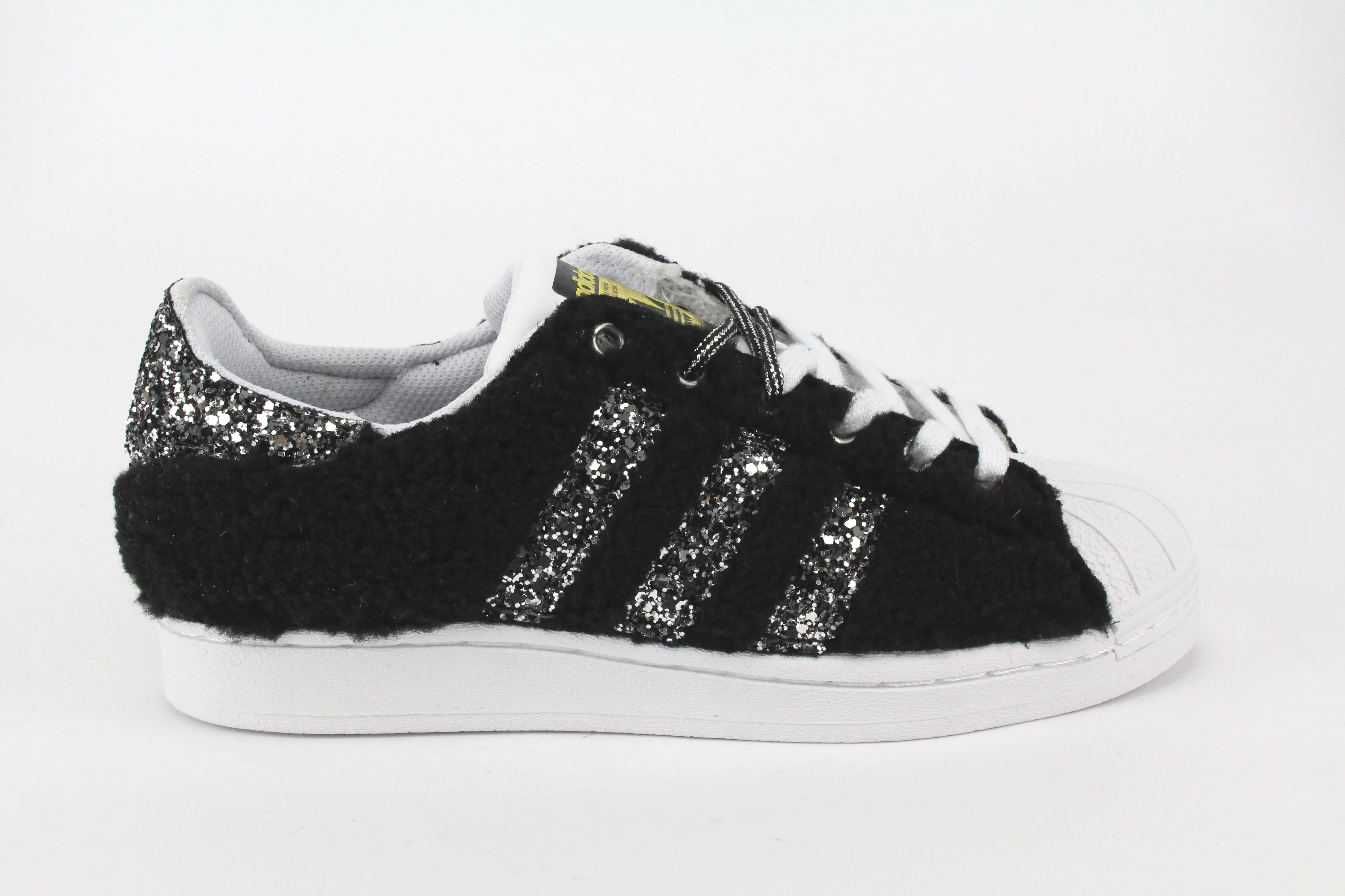 Feather Soft Non Slip Outsole Grip Adidas Superstar Lamb & Glitter Argento