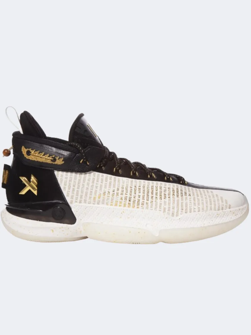 Anta Klay Thompson Kt9 Men Basketball Shoes White/Black/Gold Smooth Inner Seams Flexible