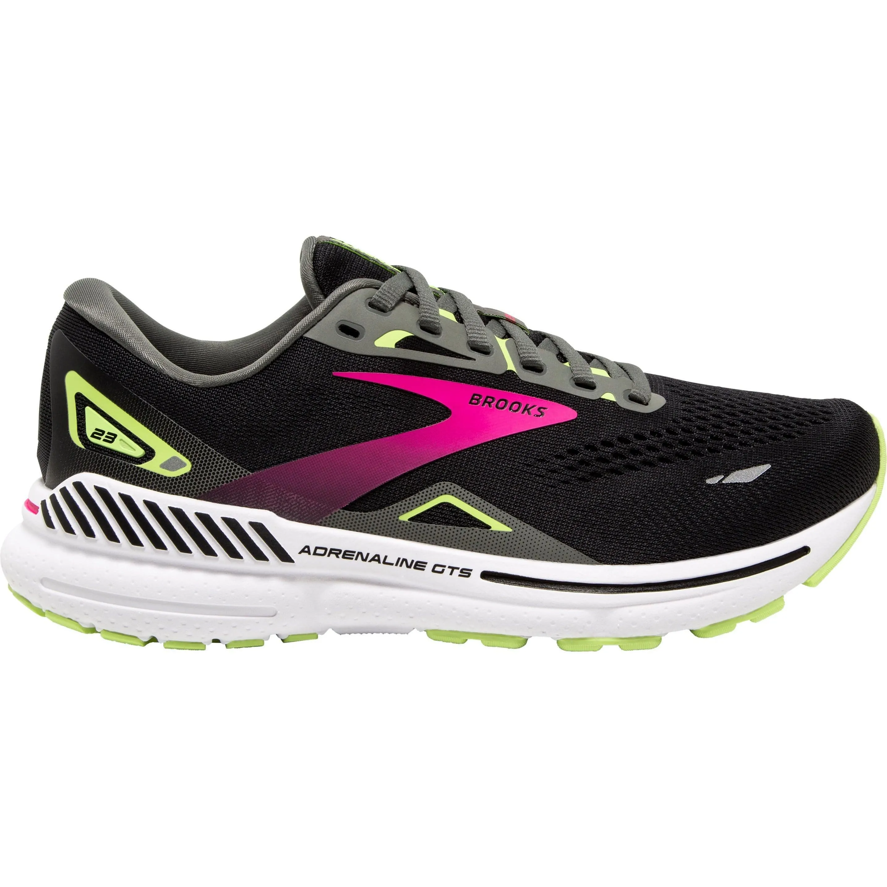 Abrasion Resistant Toe Cap Thermoformed Overlay Brooks Adrenaline GTS 23 WIDE FIT Womens Running Shoes - Black