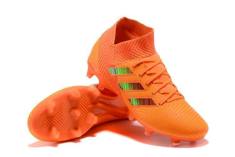New Adidas Nemeziz 18.1 FG Soccer Cleats Shoes Orange Black Knitted Collar