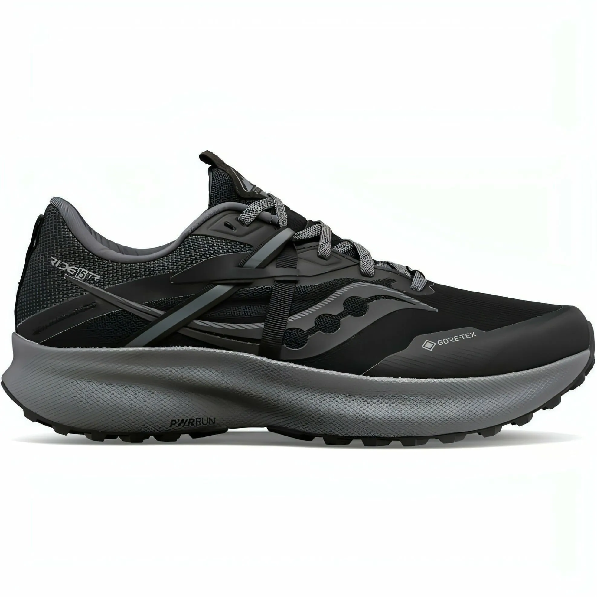 Saucony Ride 15 TR GORE-TEX Mens Trail Running Shoes - Black Airflow Channel Design Ultra Responsive Foam Compound