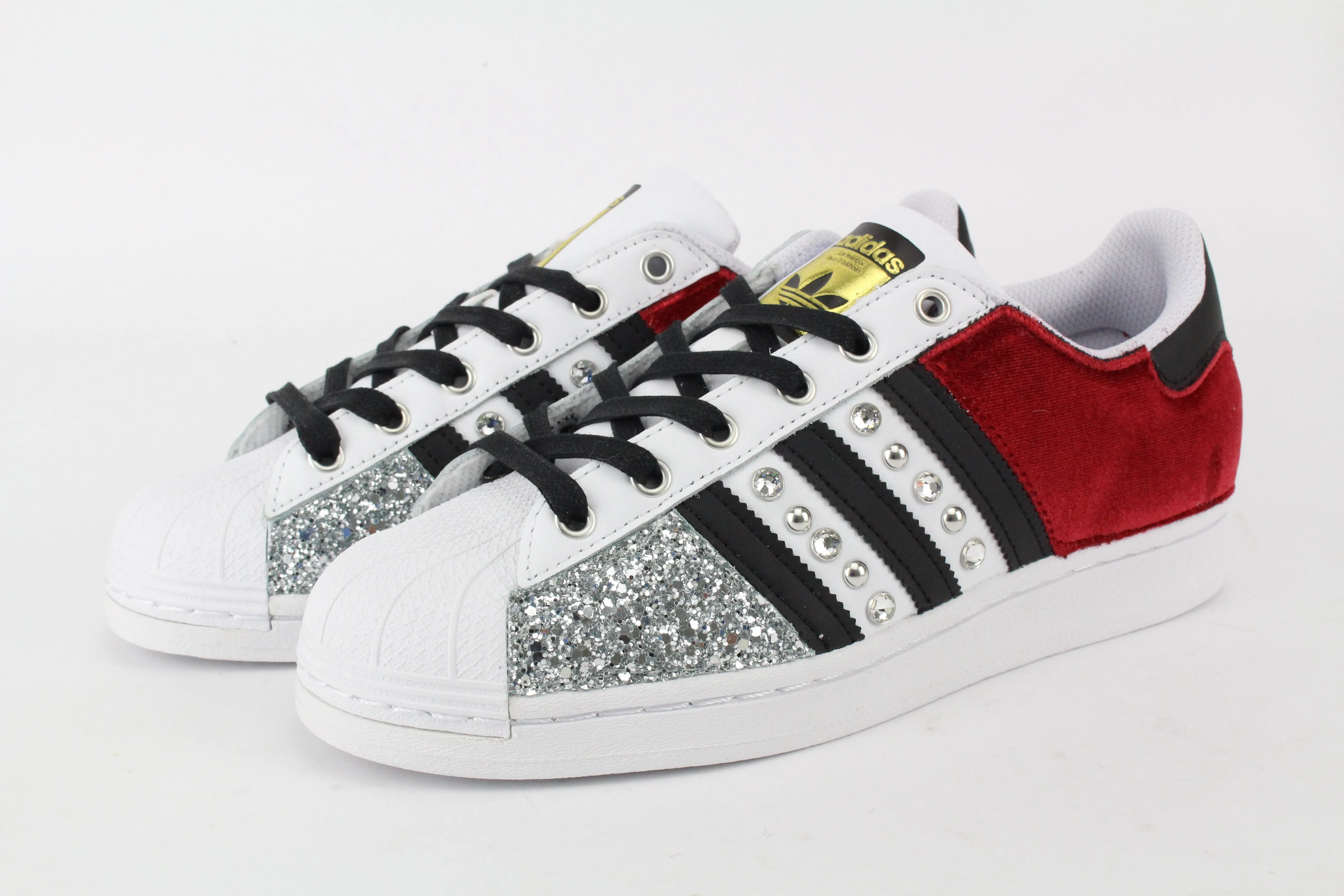 Walk Light cushioned collar Adidas Superstar Velluto Rosso & Argento