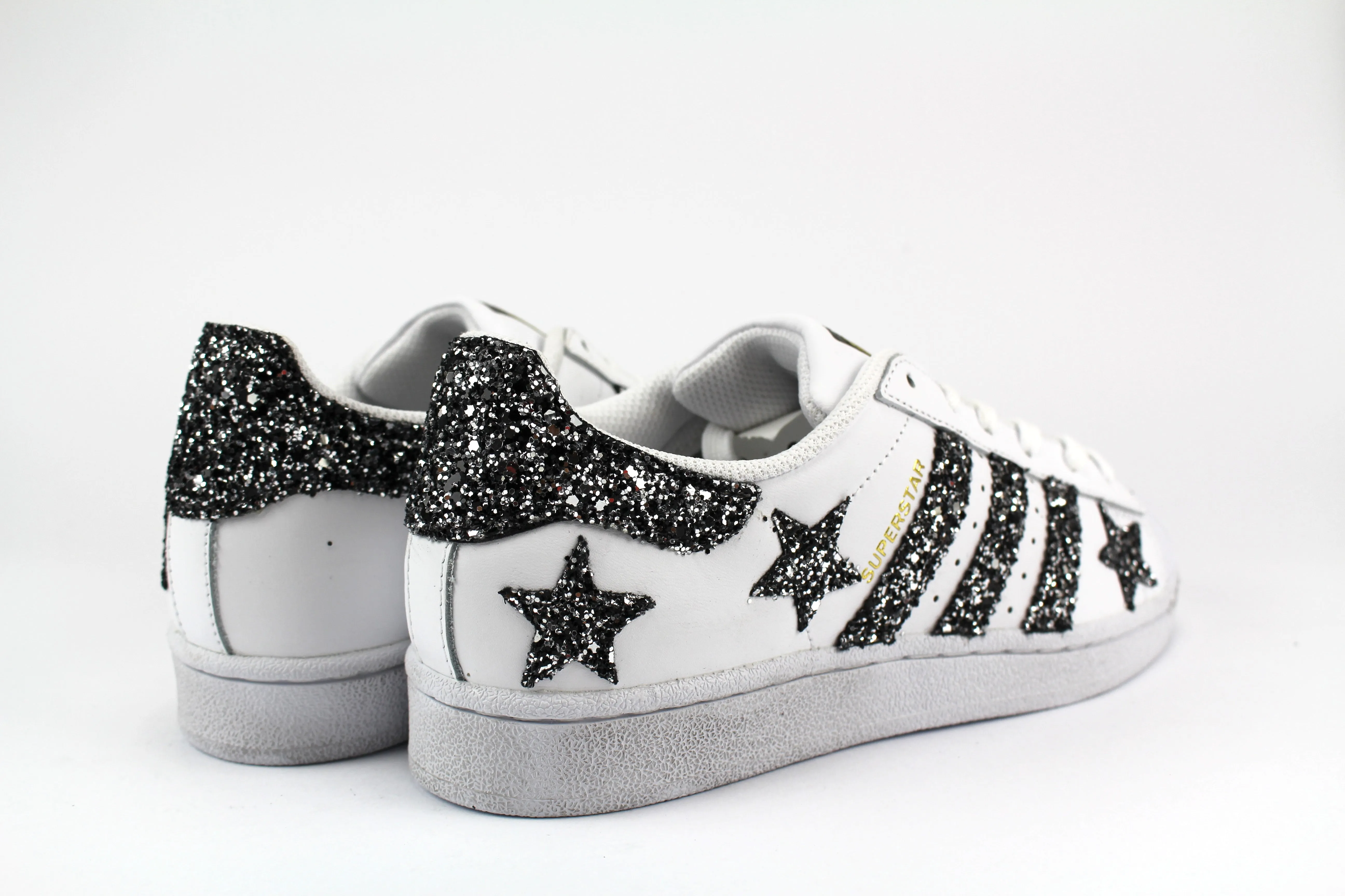 Cushioned Upper Moon Jog Adidas Superstar Stelle Glitter Black Silver