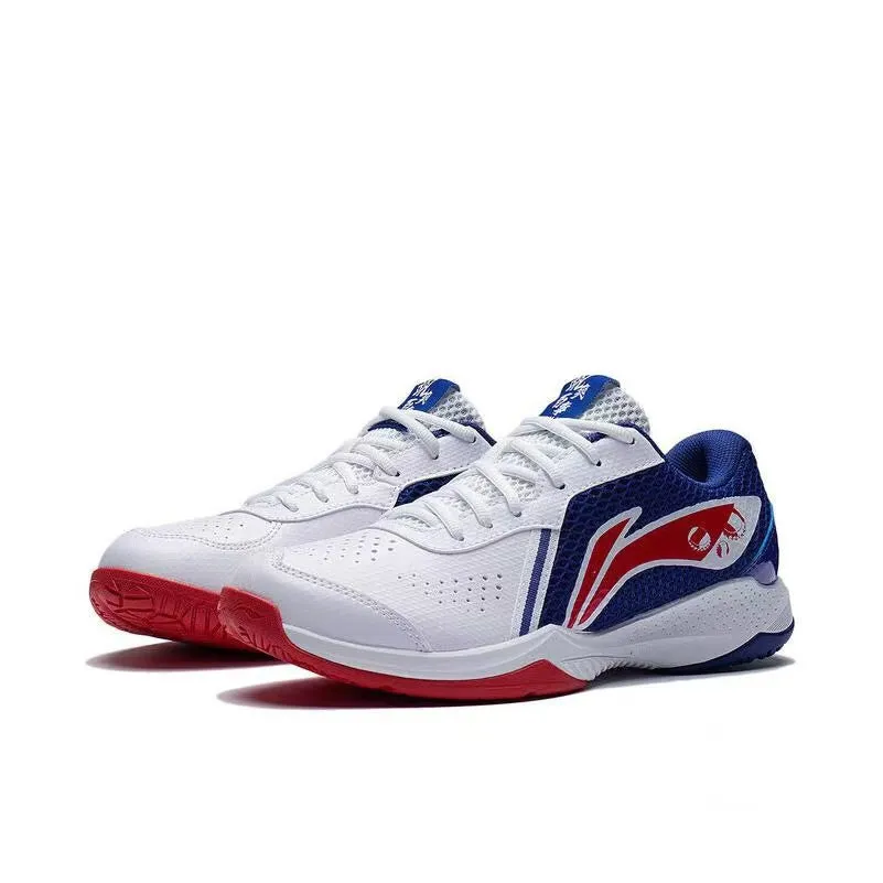 Li-Ning AXforce LT-01 Lite Badminton Shoes - White/Blue/Red Agility Focus