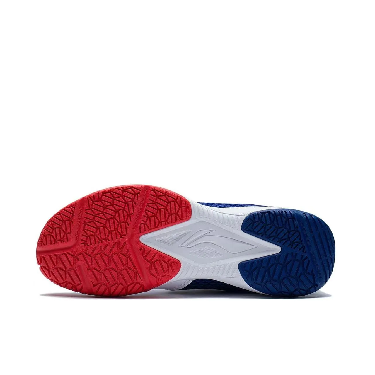Li-Ning AXforce LT-01 Lite Badminton Shoes - White/Blue/Red Padded Achilles Contour Slip   On Style