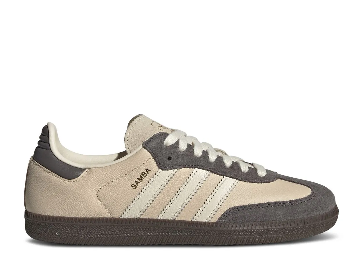 Adidas Samba OG Crystal Sand Charcoal Non Marking Outsole Wide Step