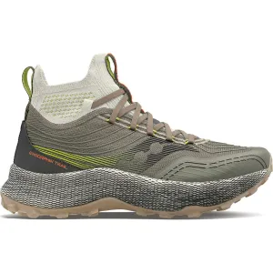Saucony Endorphin Mid Mens Trail Running Shoes - Green Multi Directional Grip Pattern running in humid conditions