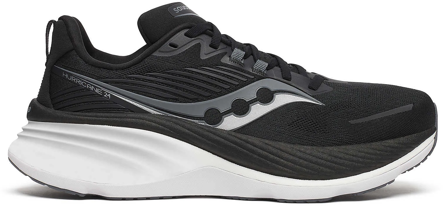 Saucony Hurricane 24 Mens Running Shoes - Black Efficient Support Hydrophobic Upper Material