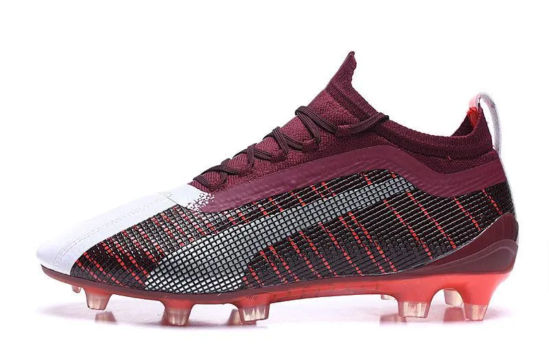 All surface Sleek Fit New Puma One 5.1 FG AG Soccers Cleats Shoes Red White