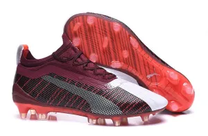 Ankle Zone Grip Surface New Puma One 5.1 FG AG Soccers Cleats Shoes Red White