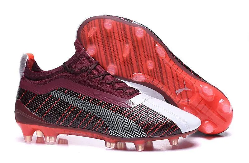 Ankle Zone Grip Surface New Puma One 5.1 FG AG Soccers Cleats Shoes Red White