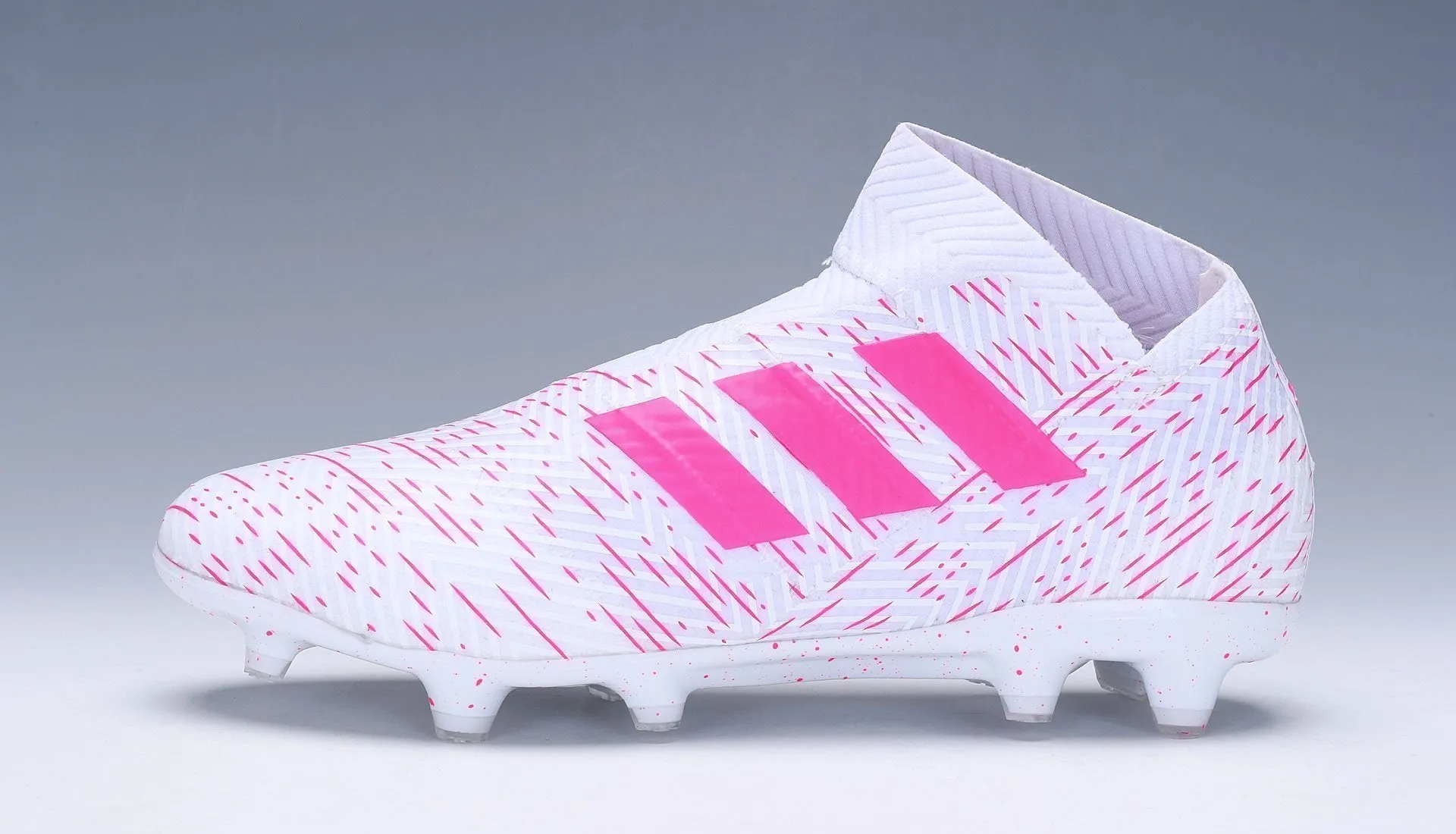 Kick Ready New Adidas Nemeziz 18  FG Soccer Cleats Shoes White Pink Laceless