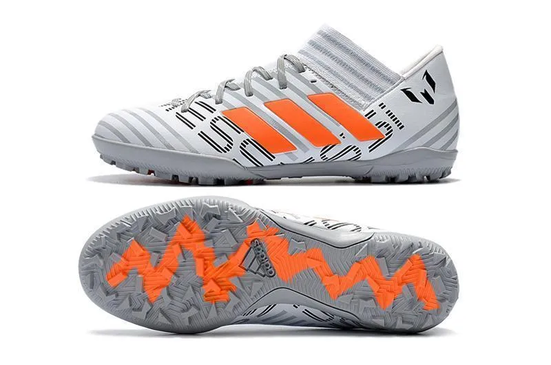 New Adidas Nemeziz series TF Soccer Cleats Shoes White Gray Orange Match Comfort