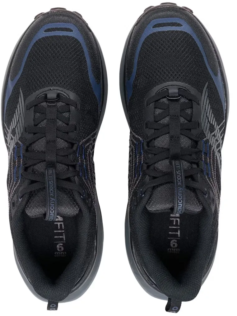 running in a beach area shoes Comfortable Sockliner Saucony Xodus Ultra 4 Mens Trail Running Shoes - Black