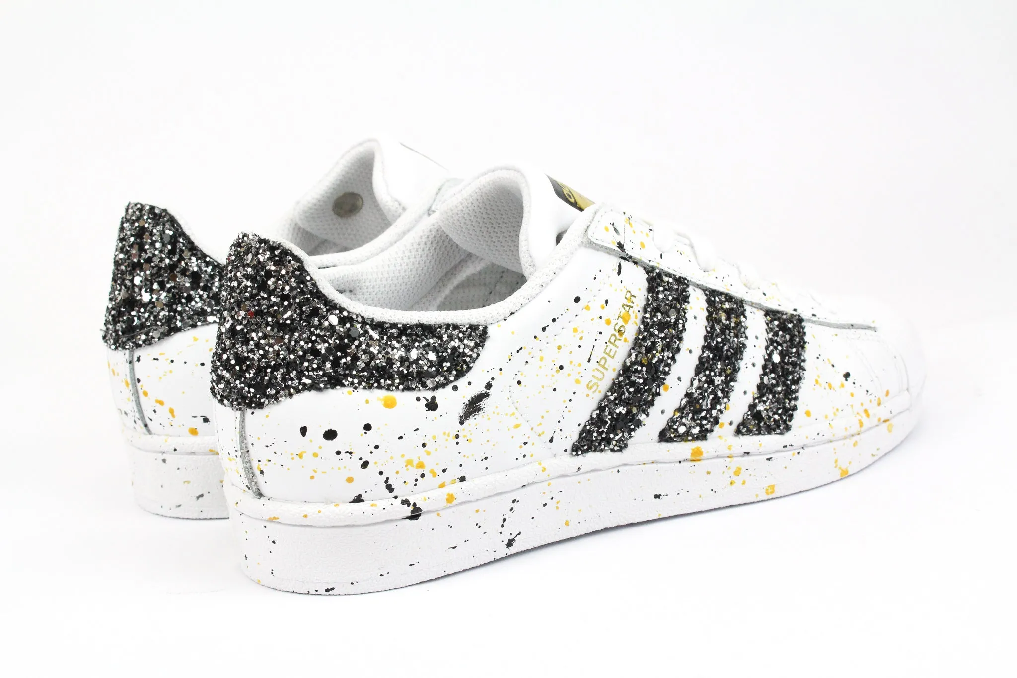 Odor Control Fabric Adidas Superstar Black Silver Glitter & Vernice