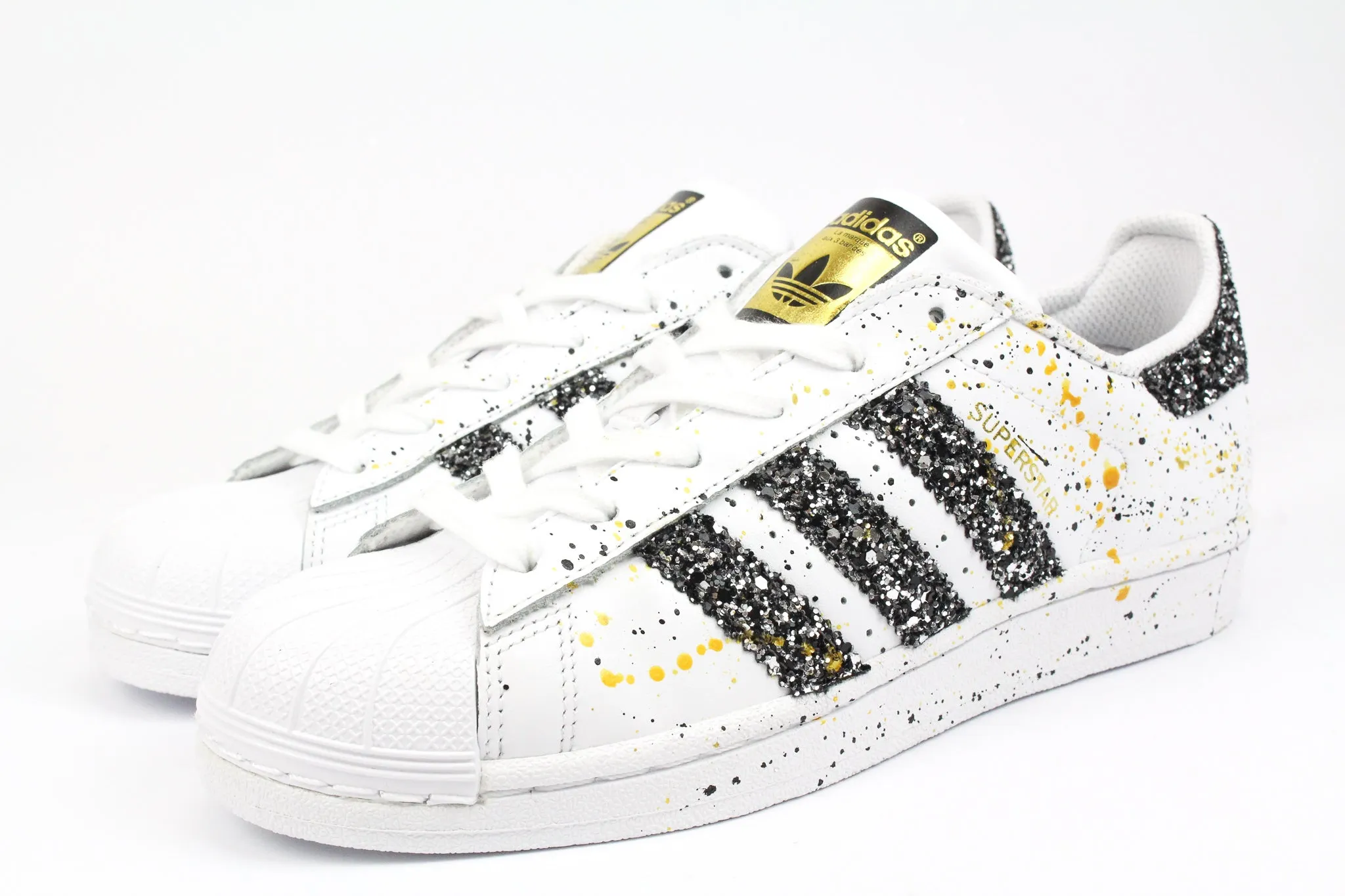 Adidas Superstar Black Silver Glitter & Vernice Foot Journey