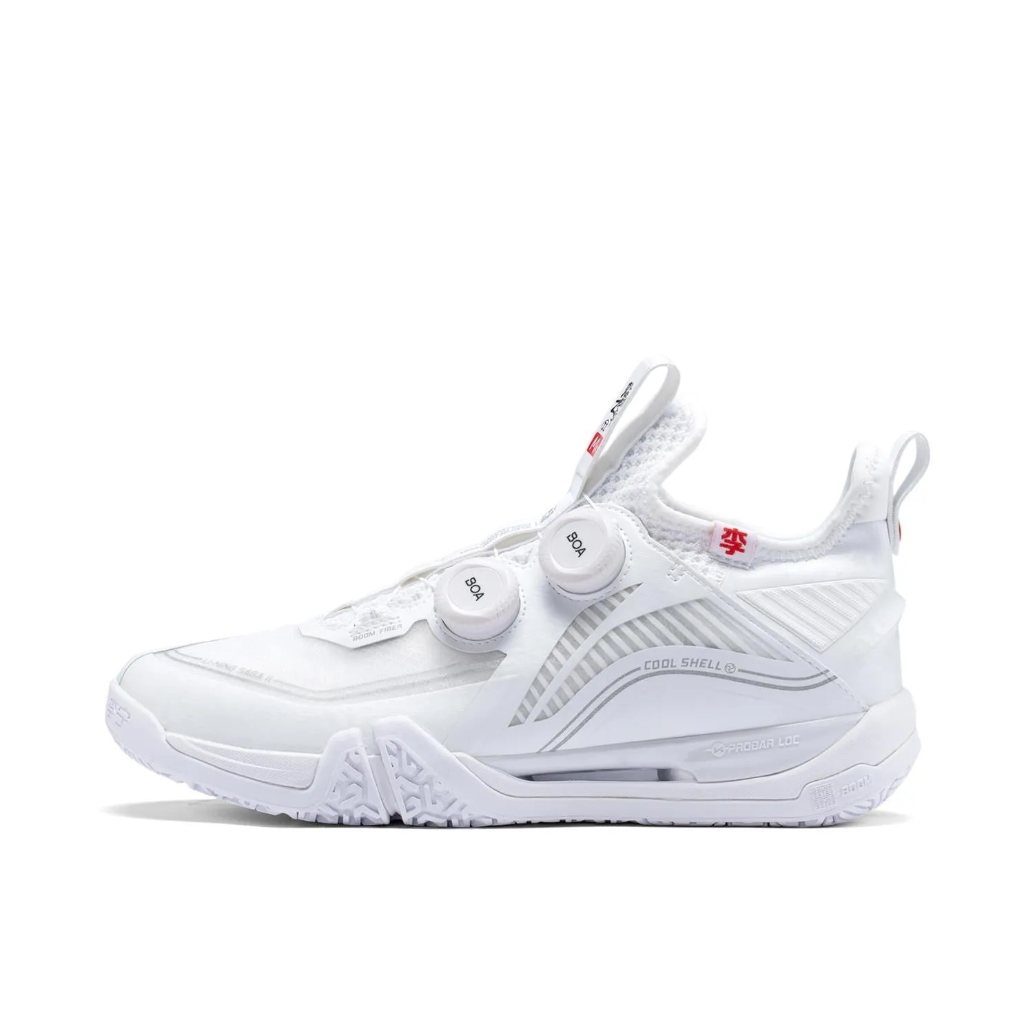 Li-Ning Ground Flying 2 Max / Saga II Max Badminton Shoes - White Flexible Traction Pattern