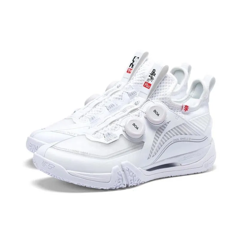 Knit Bootie Construction Li-Ning Ground Flying 2 Max / Saga II Max Badminton Shoes - White