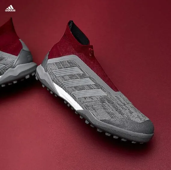 New Adidas Pogba Predator 18.3 TF Primeknit Indoor Soccer Cleats Shoes Gray Red Contoured Footbed