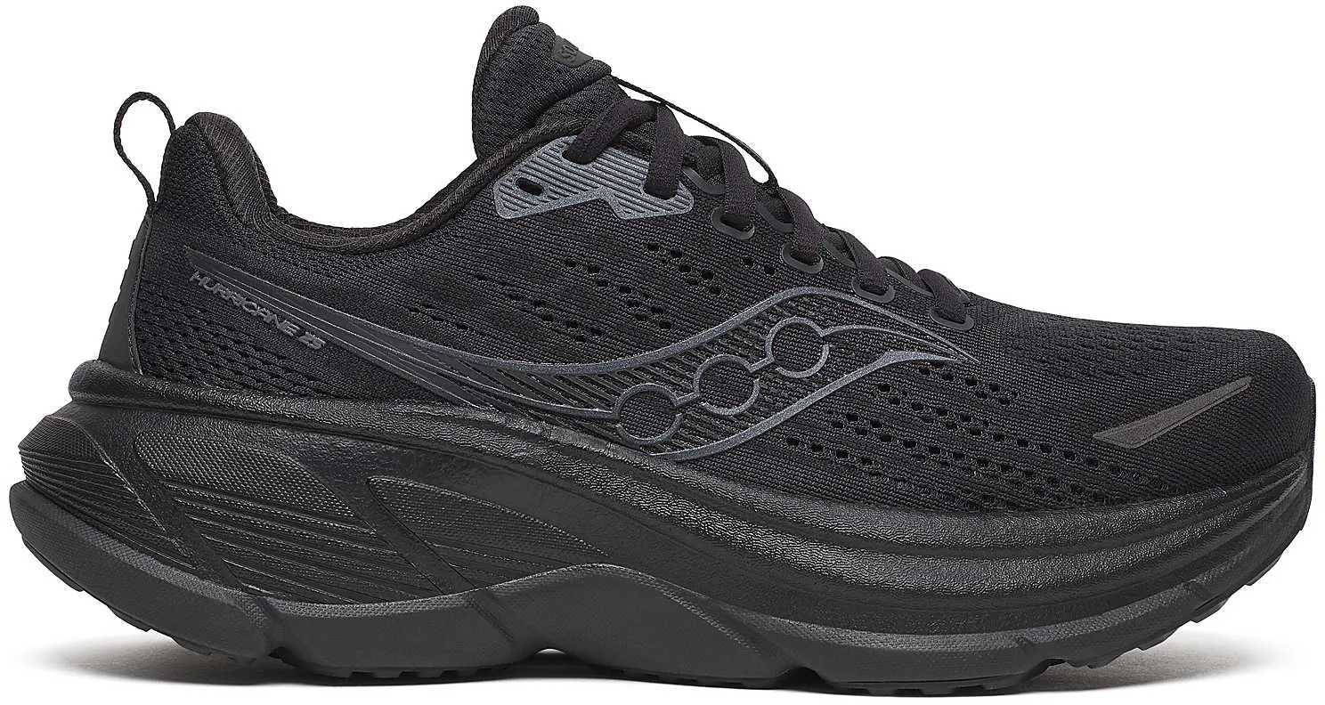 Saucony Hurricane 25 Womens Running Shoes - Black synthetic material midfoot - strike shoe answer