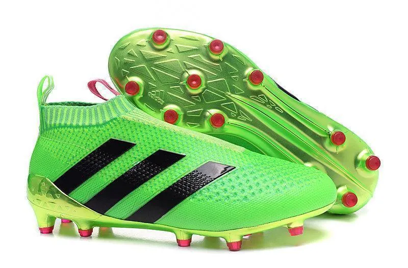 Adidas ACE 16  Purecontrol FG/AG Soccer Cleats Solar Green Pink Black Non-Slip Grip Indoor Fit