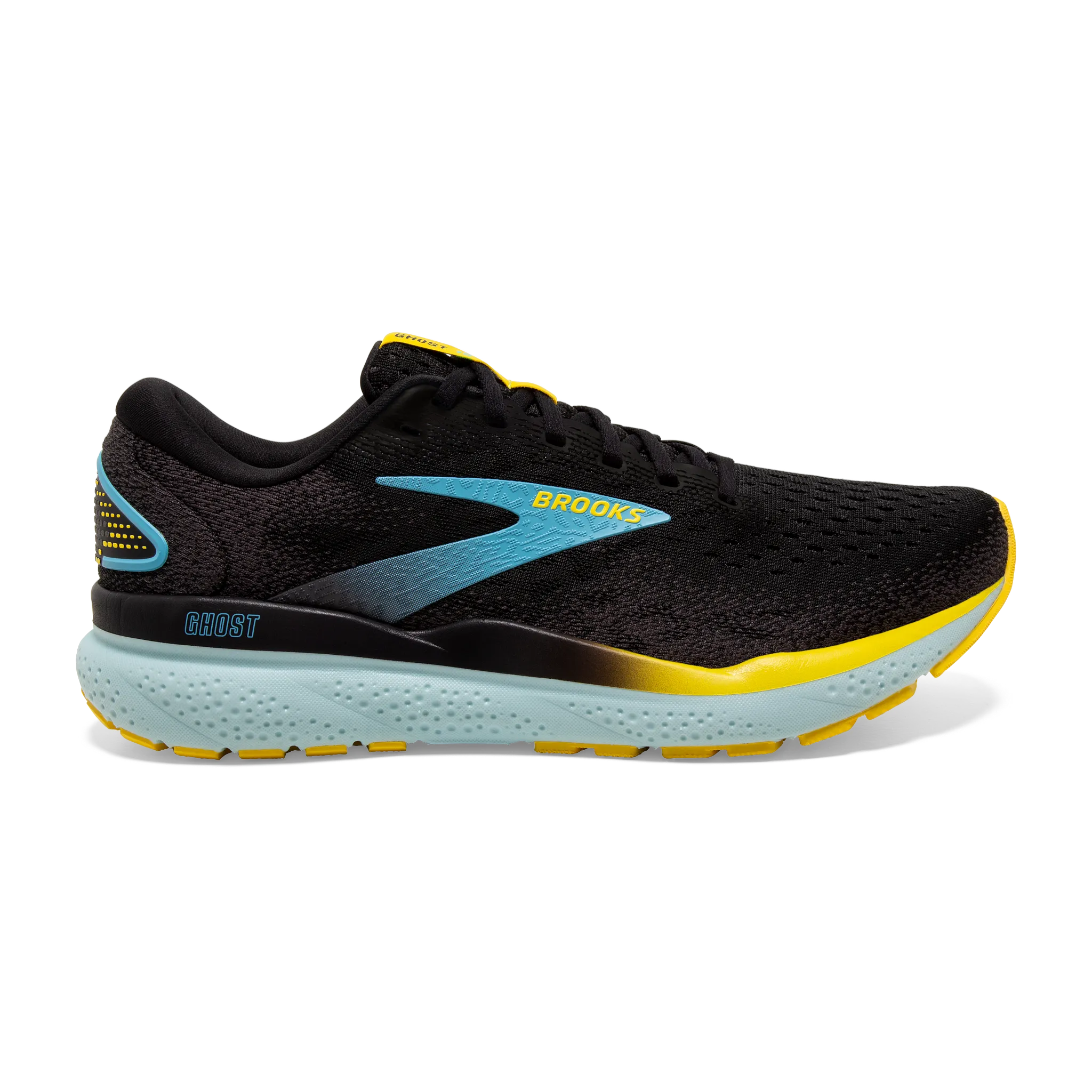 Men's Ghost 16 running on a dirt path moisture - wicking feature