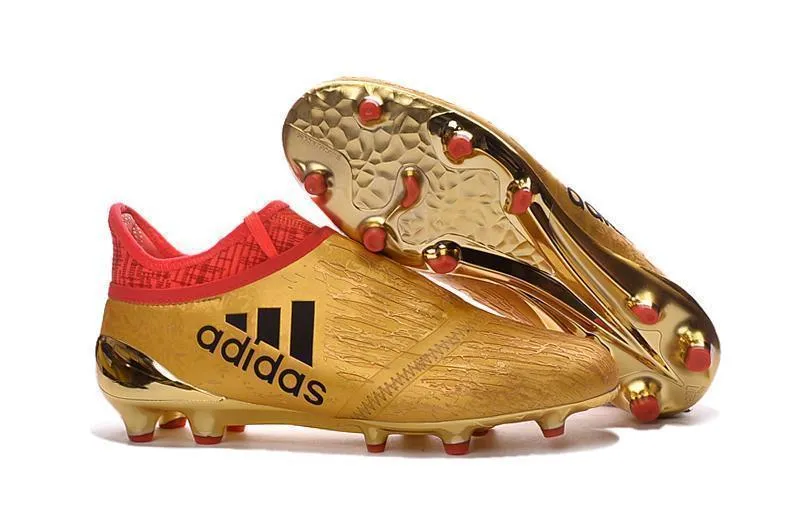 Upper Control Ankle Lock Adidas X 16  Purechaos FG/AG Soccer Cleats Metallic Gold Red