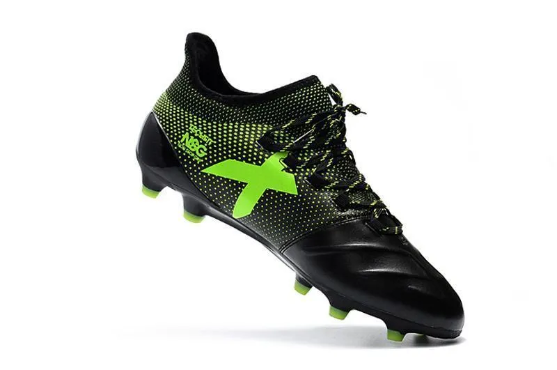 New Adidas X Series Leather FG Soccer Cleats Shoes Black Green Full Grip