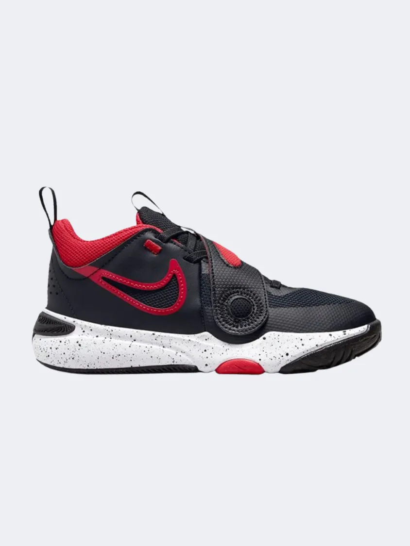 Non Slip Wellness Seekers Stretchable Material Nike Team Hustle D 11 Boys Basketball Shoes Black/White/Red