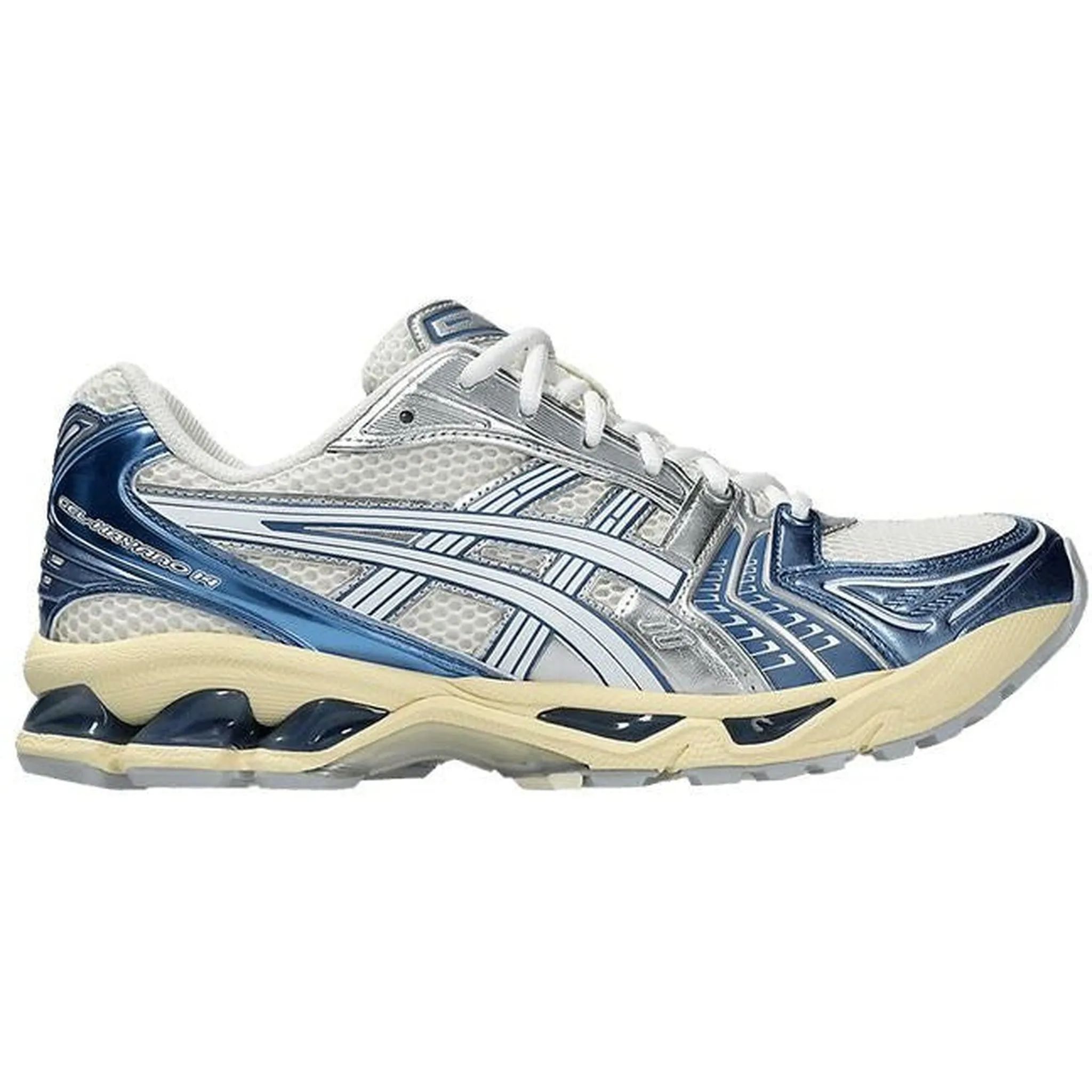 ASICS Gel-Kayano 14 Cream Metallic Blue Lightweight Reinforced Toe Cap