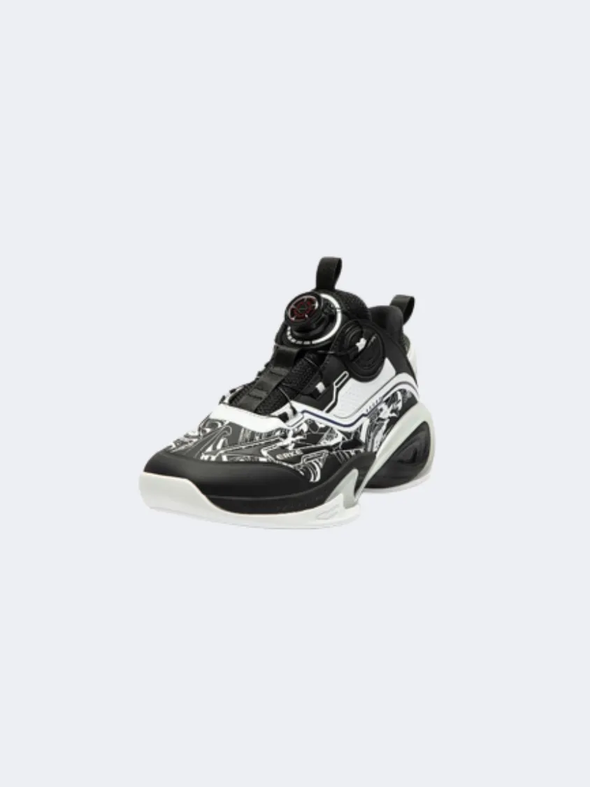 Sweat Resistant Standing Workers Comfort Outsole Erke Gs-Boys Basketball Shoes Black/White