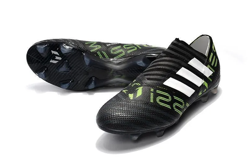 New Adidas Nemeziz FG Agility TPU Soccer Cleats Shoes Black Green White Toe Guard