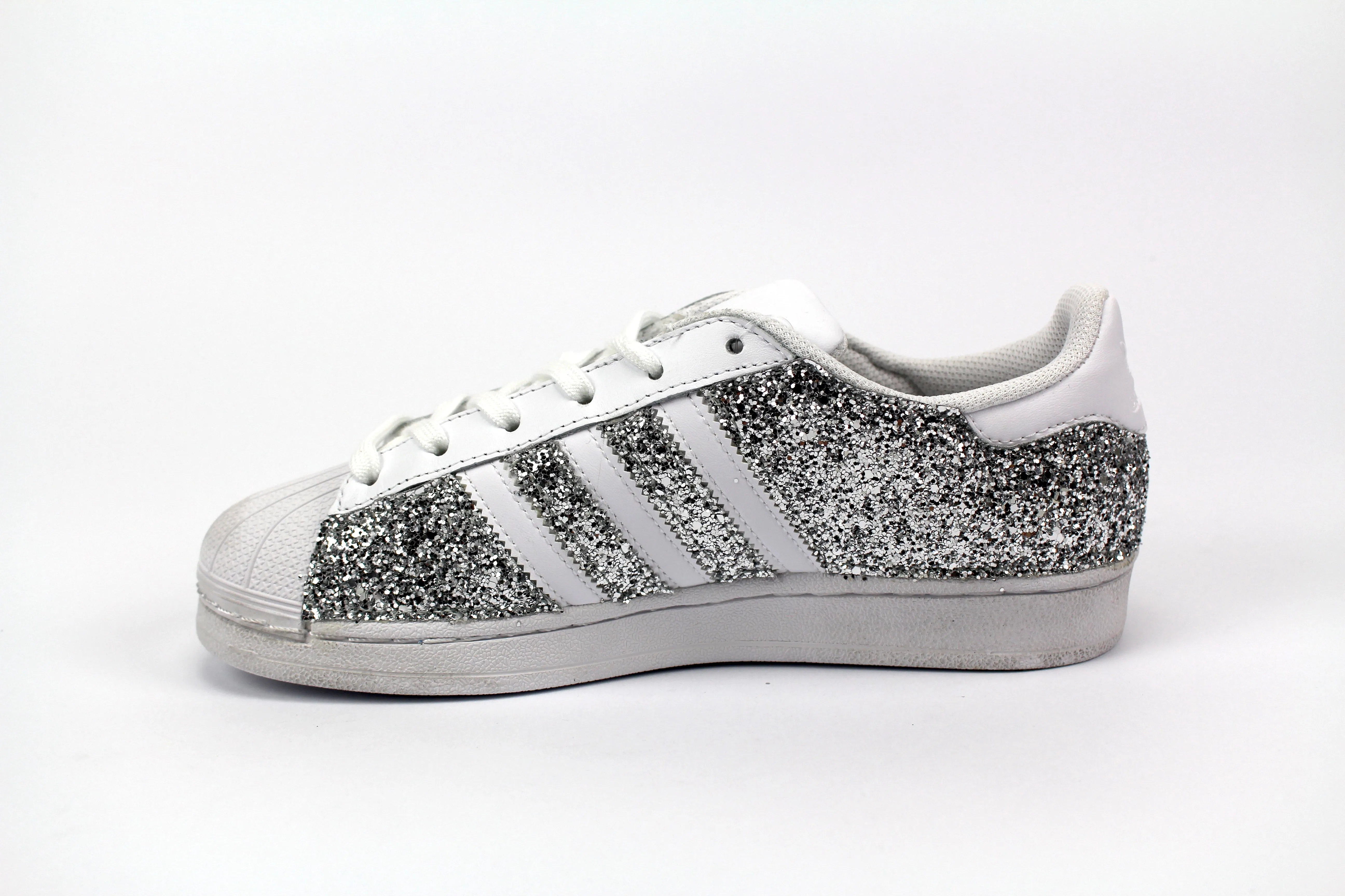 Steady Pace Stylish Minimal Adidas Superstar White & Total Glitter Silver
