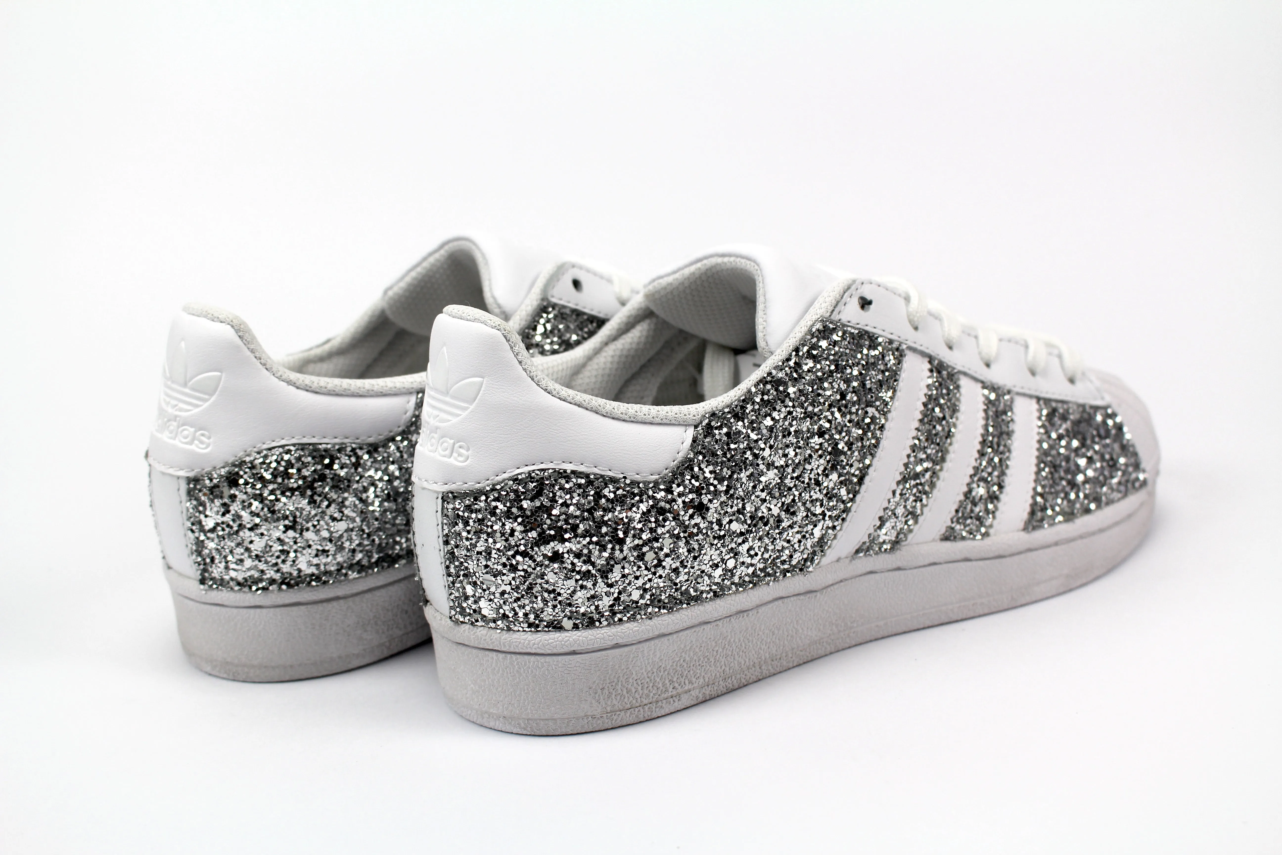 Adidas Superstar White & Total Glitter Silver warm weather