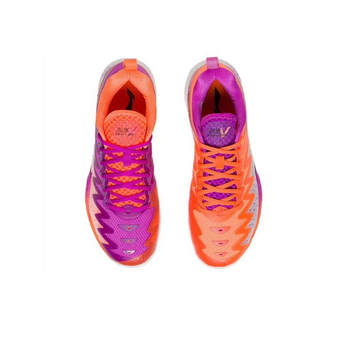 Li Ning Gyrfalcon V Competition Badminton Shoes - Orange/Purple Blown Rubber Hotspots