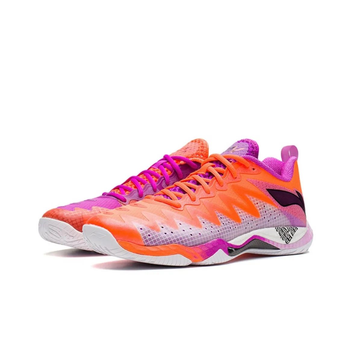 Li Ning Gyrfalcon V Competition Badminton Shoes - Orange/Purple Flexible Shank