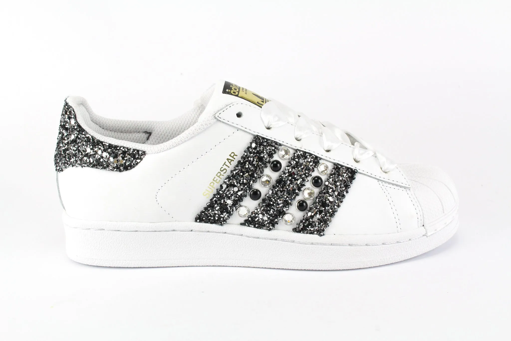 Adidas Superstar Black Silver Glitter & Strass Street Appeal