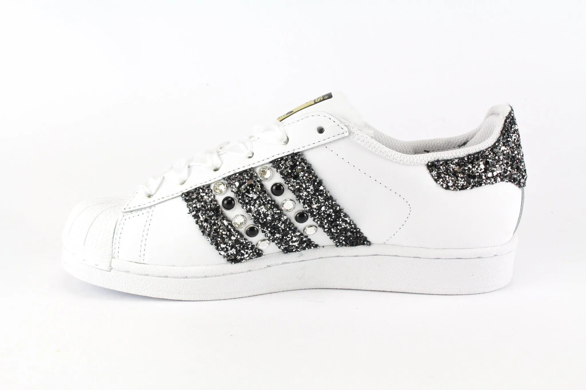 Sandal Style Adidas Superstar Black Silver Glitter & Strass