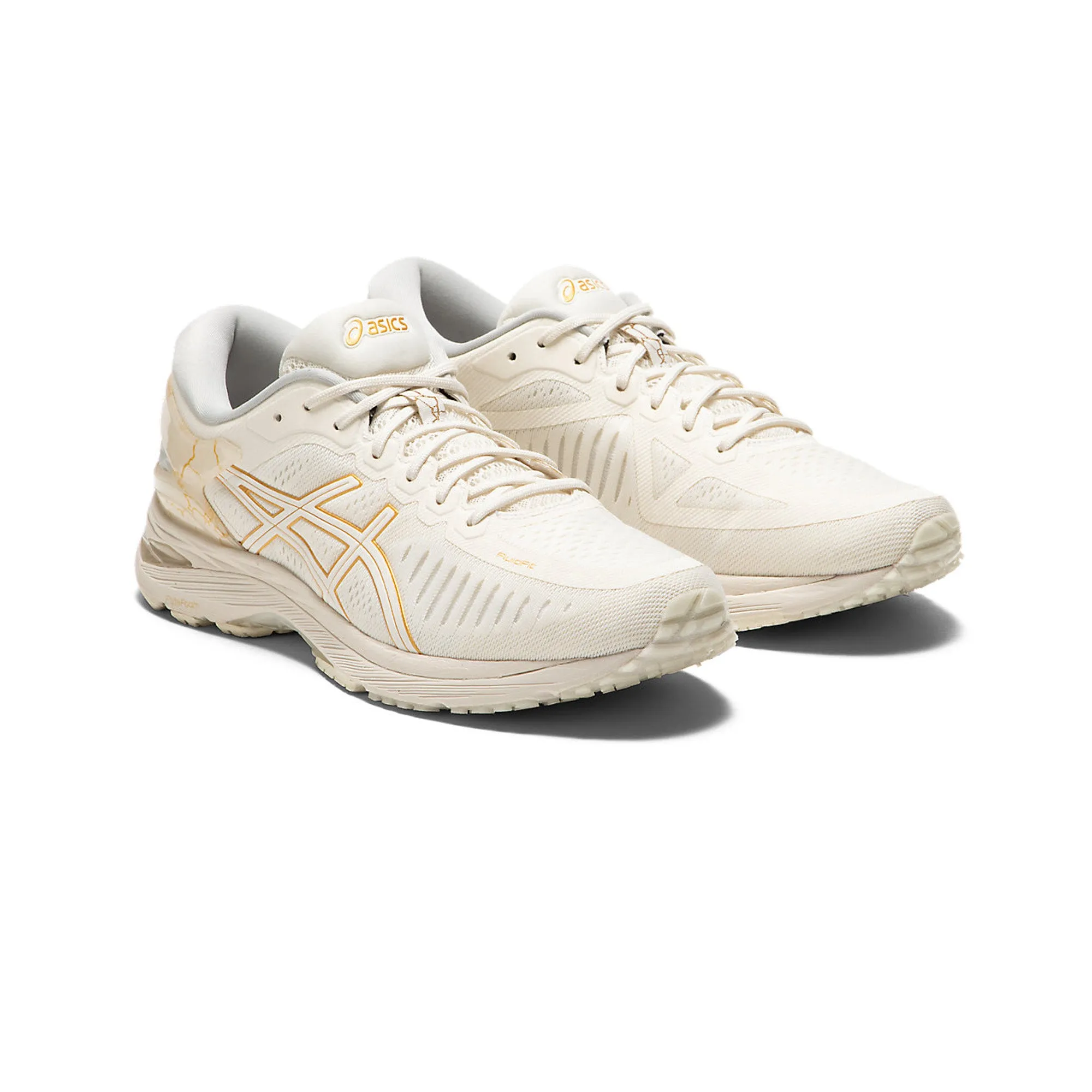 ASICS MetaRun 'Cream Pure Gold' running in a mountain range shoes