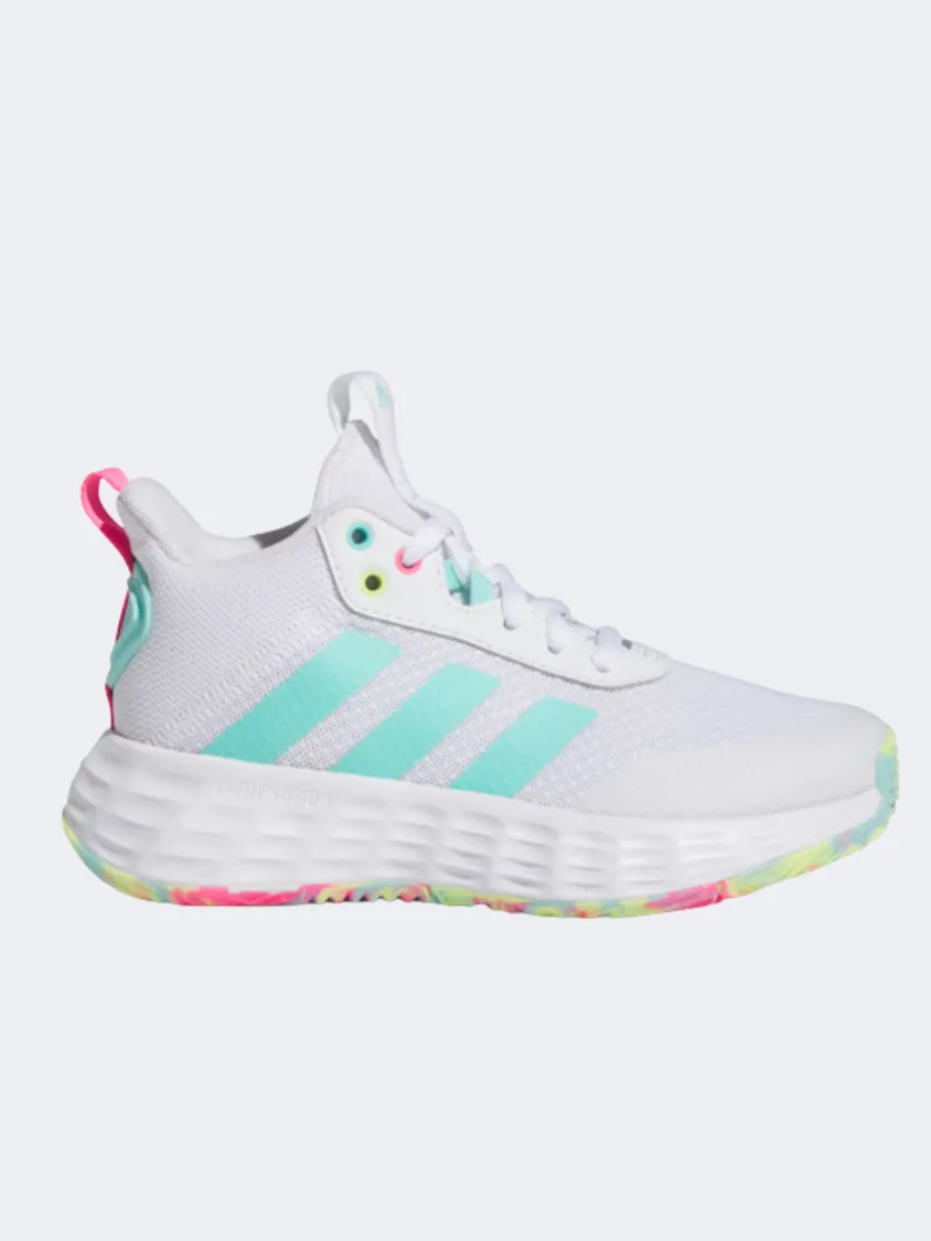Adidas Own The Game 2.0 Kids-Girls Basketball Shoes White/Aqua/Pink Odor Control Technology