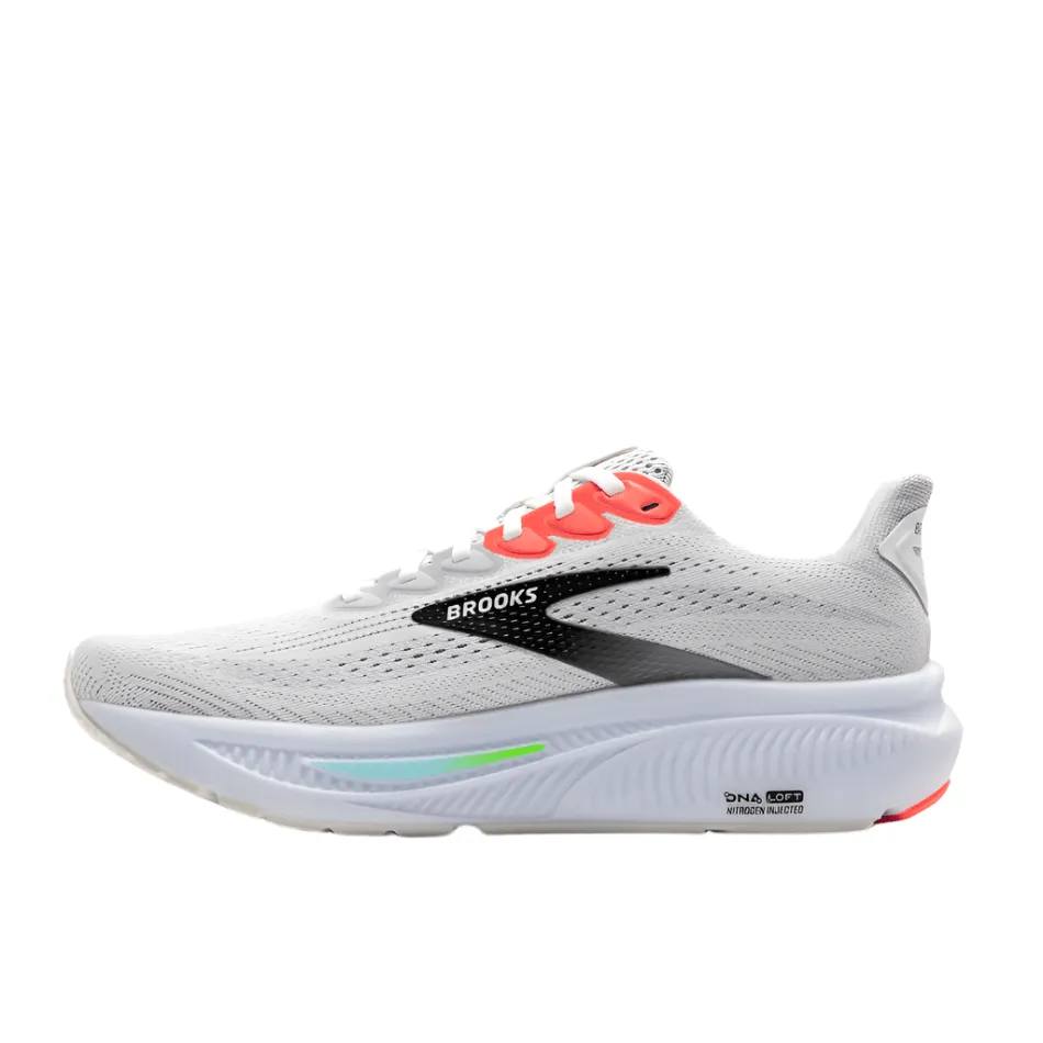 Brooks Men's Ghost 17 Running Shoes in White/Pink Clay/Gecko AW25 shock - absorbing midsole shoes Durable Abrasion Zones