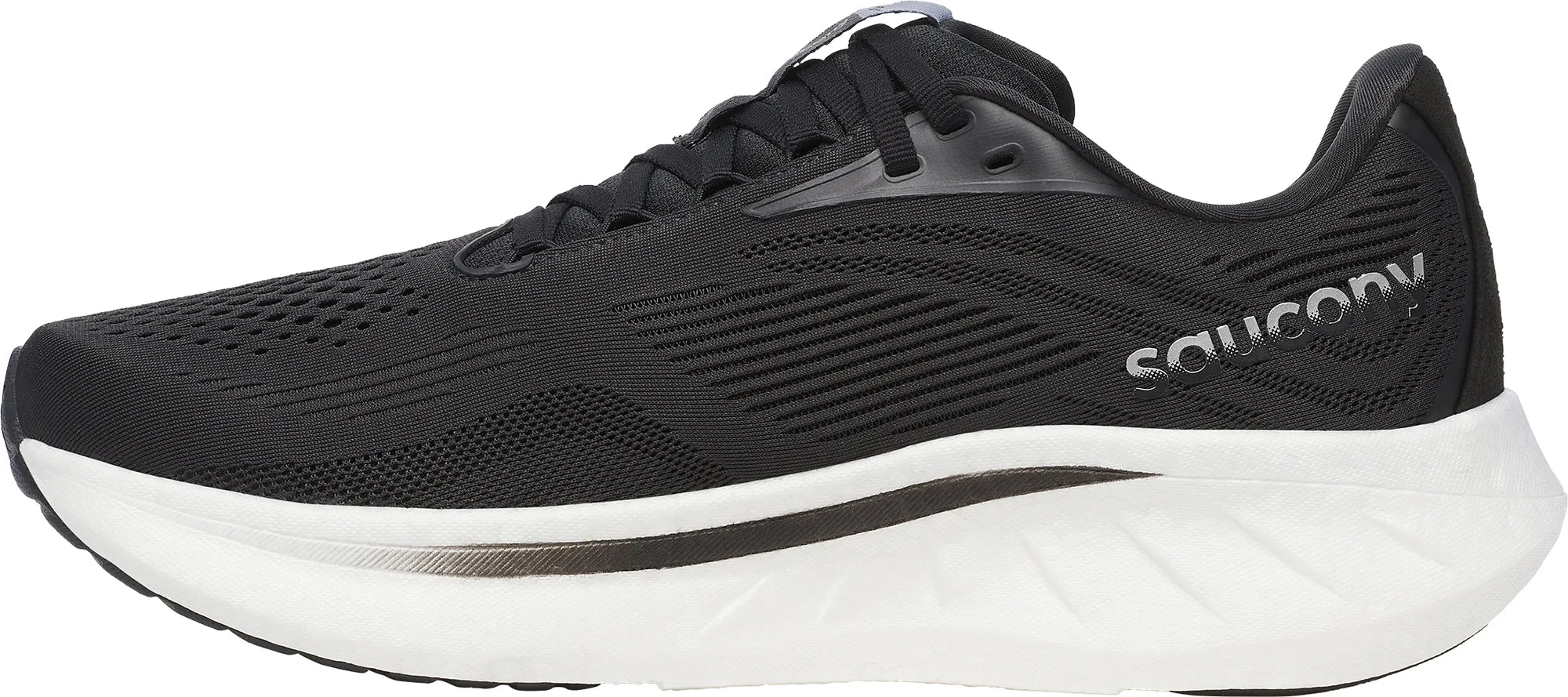 Saucony Ride 18 WIDE FIT Mens Running Shoes - Black high - cut running gear