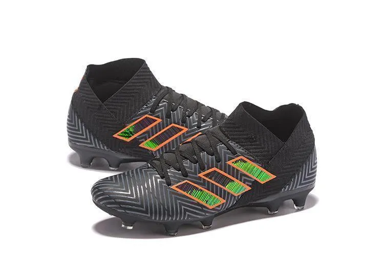 Adjustable Straps New Adidas Nemeziz 18.1 FG Soccer Cleats Shoes Black Orange Green