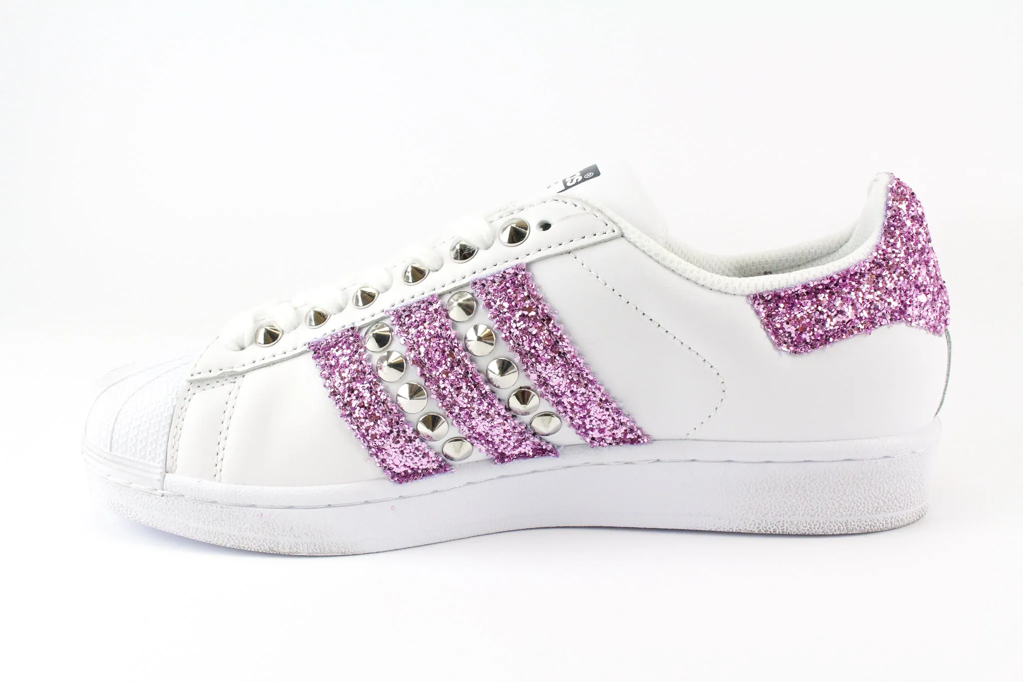 Logo Bold Breathable Perforated Panel Adidas Superstar Glitter Glicine & Borchie