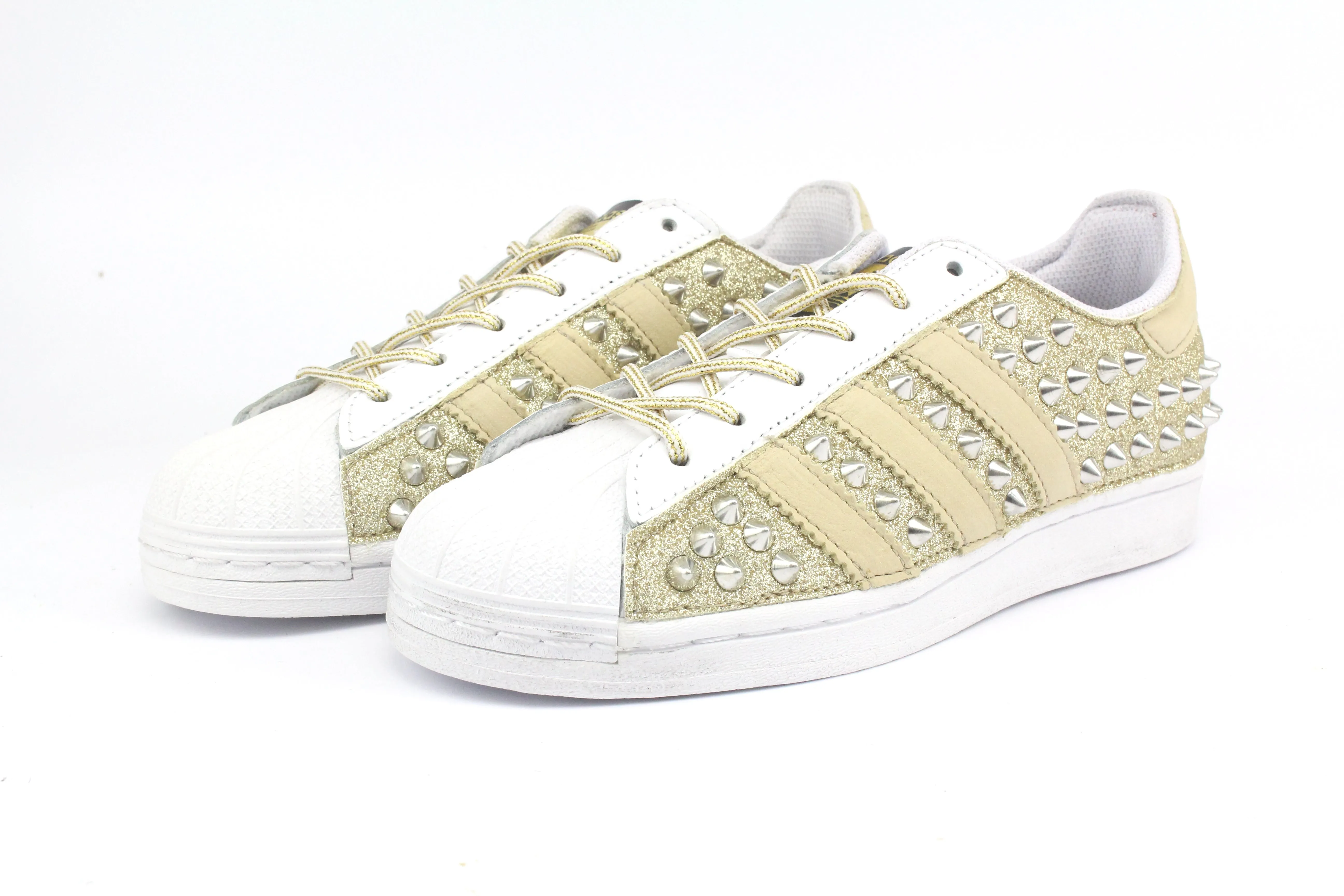 Adidas Superstar Glitter Crema & borchie Long Stroll Sport Casual