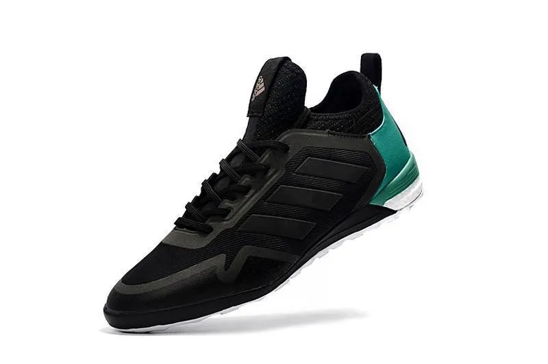 Adidas ACE TF Soccer Cleats Shoes Black Green White Open Motion